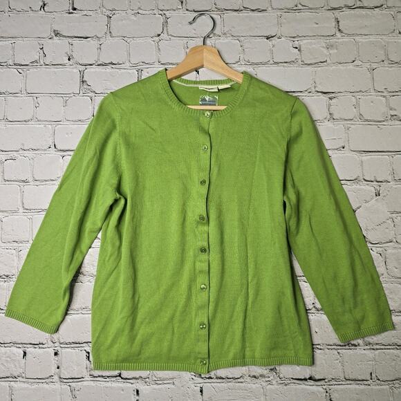Vintage Cherokee Green Small Button Cardigan Sweater New 100% Cotton Size Large - Picture 1 of 9